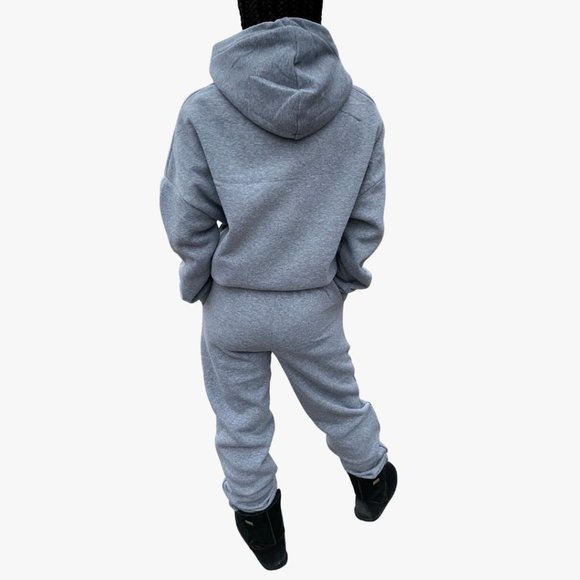 (NWT) Hoodie Jogger Set - Fleece Lined - Grey - Picture 6 of 7